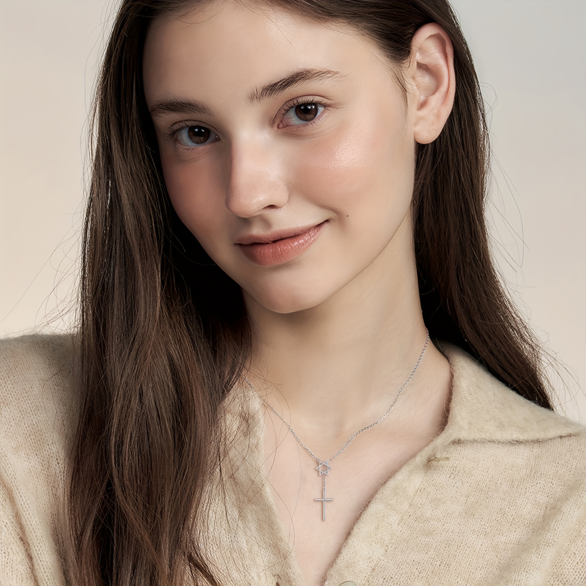 925 Sterling Silver Cross and Star of David Necklace — Religious Gift